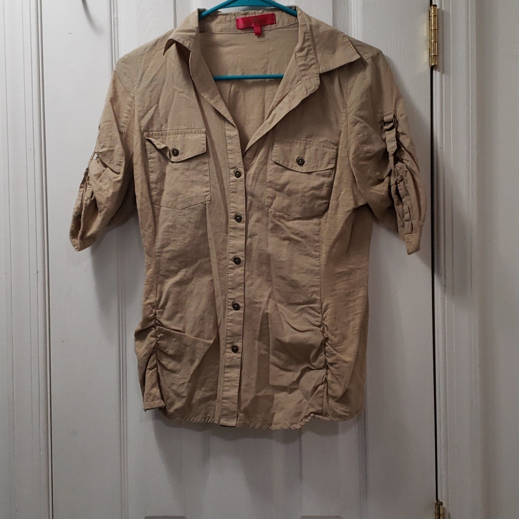 Tan Button Down Top